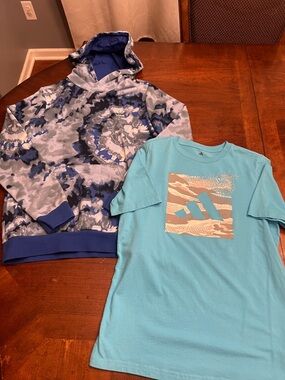 adidas Kids Blue Tie-Dye Hoodie & Aqua Graphic Tee Set